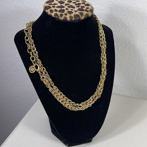 Givenchy Jewelry - Givenchy Vintage Jewelry Gold Tone Curb Link Necklace with Logo Charm Pendant